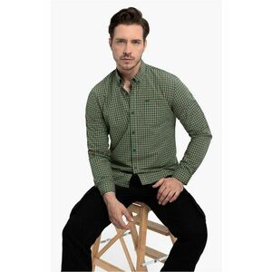 Camasa cu model in carouri - cu guler fixat cu nasturi - maneci lungi - Slim Fit - K-Rube - Verde - Verde imagine