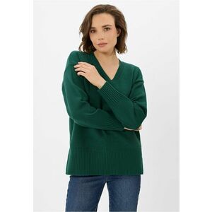 Pulover dama cu decolteu in V - S-Nova - Verde - Verde imagine