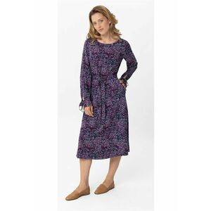 Rochie cu model abstract - maneca lunga - G-Ella - cu cordon - violet - Violet imagine