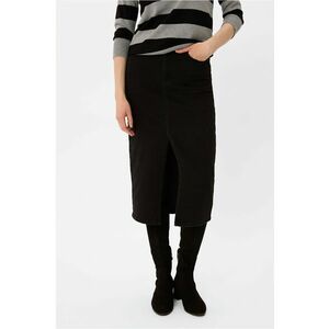 Fusta midi din denim cu slit frontal G-Vyen - cu buzunare - Neagra - Negru imagine