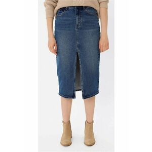 Fusta midi din denim cu slit frontal G-Vyen - Bleumarin - Bleumarin inchis imagine