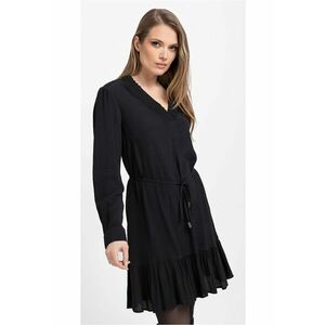 Rochie lejera din viscoza cu maneci lungi - G-Peya - decolteu in V - neagra - Negru imagine