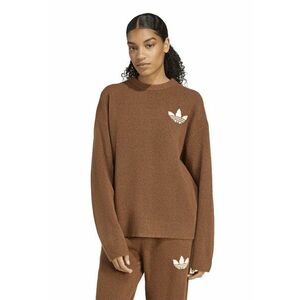Bluza de trening cu model monograma si maneci cazute - Maro imagine