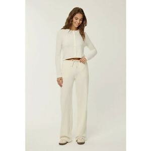 Pantaloni de trening - talie elastica - picior drept - bumbac/poliester - Alb prafuit - imagine