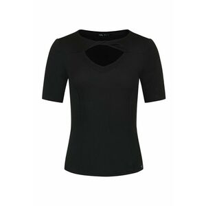 Tricou cu decupaj frontal si detaliu rasucit - Negru imagine