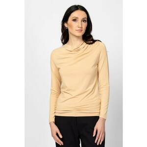 Bluza cu model uni si detaliu drapat - Bej imagine