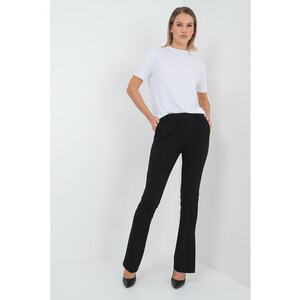 Pantaloni uni cu slituri la terminatii - Negru imagine