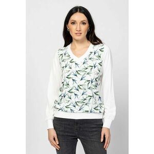 Bluza din amestec de modal si bumbac Calishaw - Alb/Verde/Albastru imagine