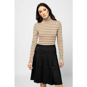 Bluza din amestec de modal cu guler inalt Canva - Negru/Bej imagine