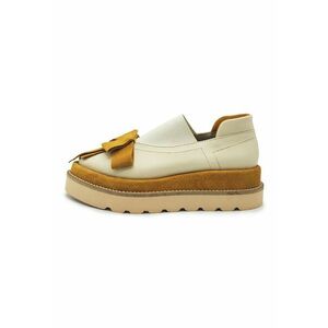 Pantofi din piele cu garnituri din piele intoarsa - Caramel/Bej deschis imagine
