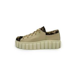Pantofi sport din piele cu segmente animal print - Negru/Maro nisip/Bej deschis imagine