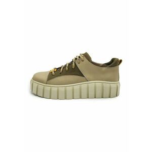 Pantofi sport flatform cu garnituri din piele intoarsa - Galben sofran/Maro taupe deschis/Verde feriga imagine