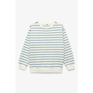 Bluza de trening din amestec de bumbac cu model in dungi - Alb/Albastru imagine