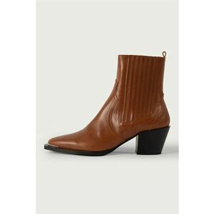 Botine din piele Western - Maro scortisoara imagine