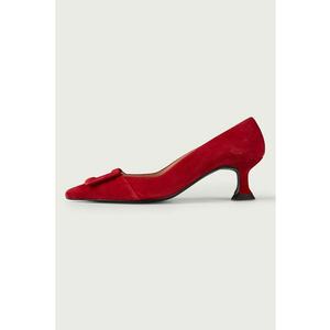 Pantofi din piele intoarsa cu varf ascutit Alana - Rosu vermillion imagine