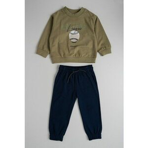 Set de bluza de trening si pantaloni cu imprimeu - 2 piese - Bleumarin/Verde sparanghel imagine