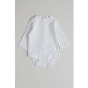 Body din bumbac cu model uni - Alb imagine