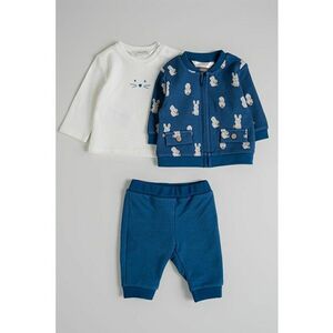 Set de trening cu model iepure si bluza - 3 piese - Albastru inchis/Maro deschis/Alb murdar imagine