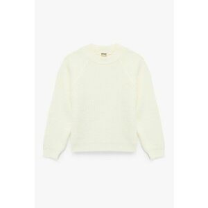 Pulover tricotat cu maneci raglan - Alb fildes imagine