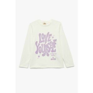Bluza cu imprimeu text - Lila/Alb murdar imagine