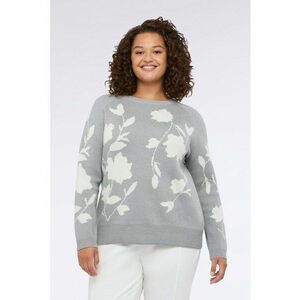Pulover din amestec de lana cu imprimeu floral - Alb/Gri imagine