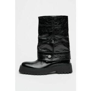 Cizme mid-calf de piele Angie - Negru imagine