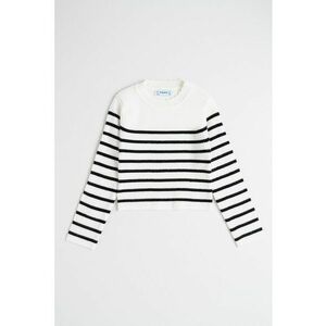 Pulover striat cu model in dungi - Alb/Negru imagine