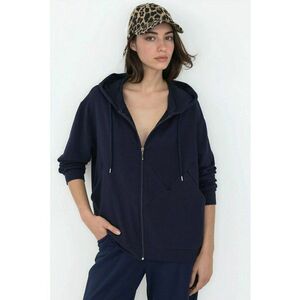 Hanorac dama - cu fermoar integral - finisaj moale - bleumarin - textil imagine