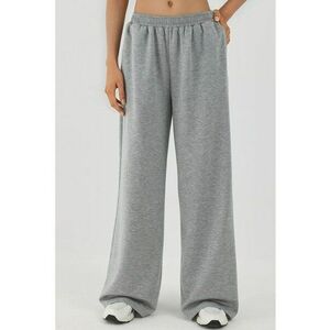 Pantaloni de trening - talie elastica - croiala larga - gri deschis - textil imagine