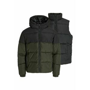 Set de vesta si geaca cu vatelina - 2 piese - Verde/Negru imagine