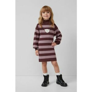 Rochie-pulover lejera cu dungi - Visiniu/Roz prafuit imagine