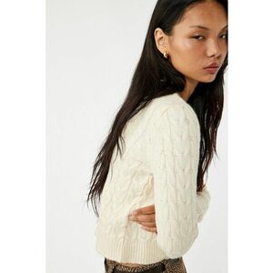 Cardigan crop cu nasturi - Bej deschis imagine