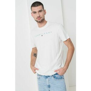 Tricou din bumbac cu logo brodat - Alb/Albastru pastel/Albastru azur imagine