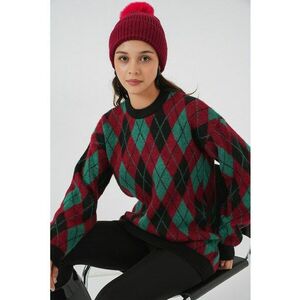 Pulover dama - tricotat - maneca lunga - Rosu Burgund - imagine