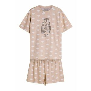Pijama dama - Nubes - bej nisip - bumbac - maneca scurta - pantaloni scurti imagine