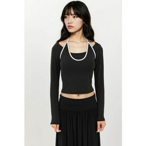 Bluze dama - bluza tricotata - maneca lunga - negru - jerseu imagine