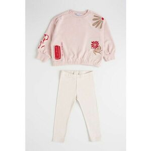 Set de bluza de trening si colanti cu model floral - 2 piese - Lila/Maro inchis/Rosu imagine