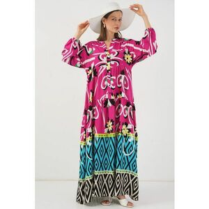 Rochie maxi - HiCCUP BDART - inchidere cu nasturi - textil - magenta imagine