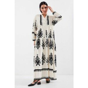 Rochie maxi HiCCUP BDART - decolteu in V - captusita - textil - crem imagine