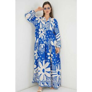 Rochie maxi HiCCUP BDART - inchidere cu nasturi - textil - albastru imagine