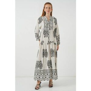 Rochie maxi HiCCUP BDART - inchidere cu nasturi - textil - bej imagine
