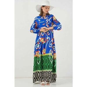 Rochie maxi - HiCCUP BDART - inchidere cu nasturi - textil - albastru safir imagine