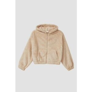 Jacheta supradimensionata din plus si gluga - Maro camel imagine