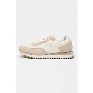 Pantofi sport low-cut cu garnituri din piele intoarsa - Alb fildes/Roz prafuit imagine