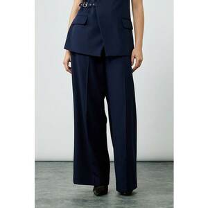 Pantaloni palazzo cu buzunare oblice - Bleumarin imagine