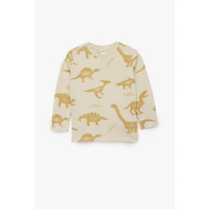 Bluza cu decolteu la baza gatului si model cu dinozaur - Portocaliu/Bej inchis imagine