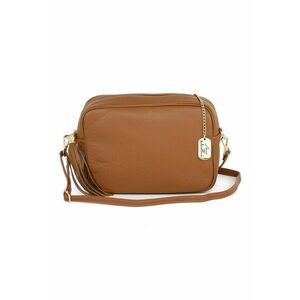 Geanta crossbody de piele cu bareta detasabila - Maro scortisoara imagine