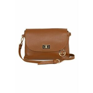 Geanta crossbody dreptunghiulara din piele - Caramel imagine