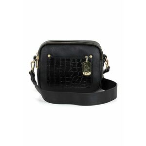 Geanta crossbody de piele cu fermoar - Negru imagine