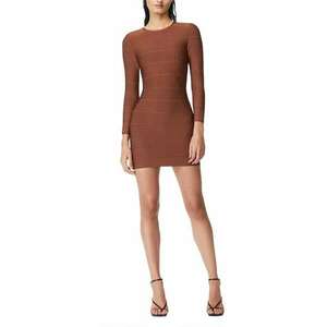 Rochie bodycon cu maneca lunga - Maro imagine